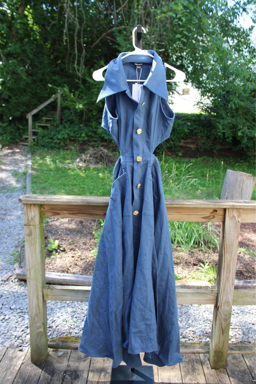 Urban Revivo Blue Sleeveless Button Front Midi Dress | US 8 | NWT | O 💙Size